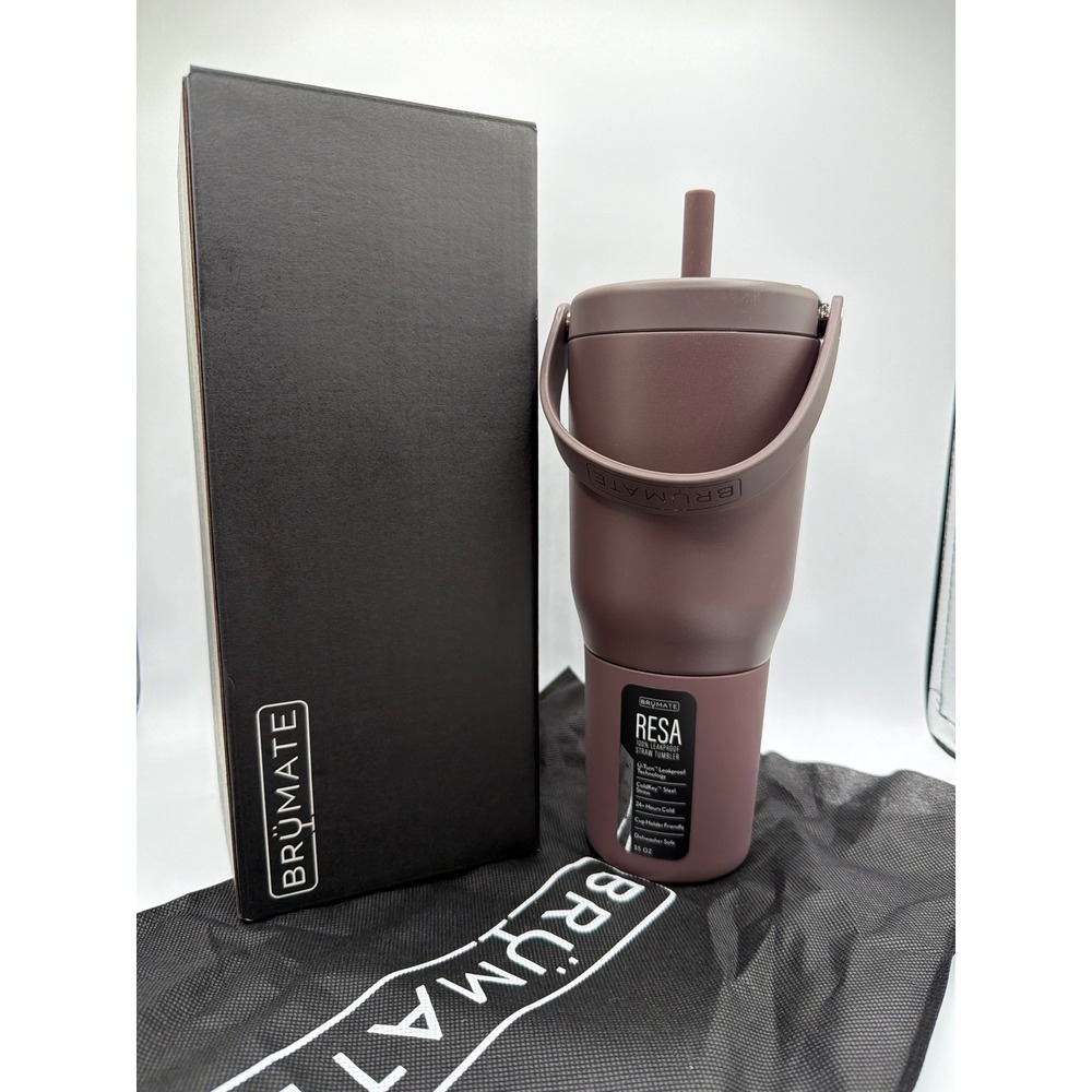 BrüMate Resa 35oz Java Brown Leakproof Straw Tumbler Handle Brand New in Box